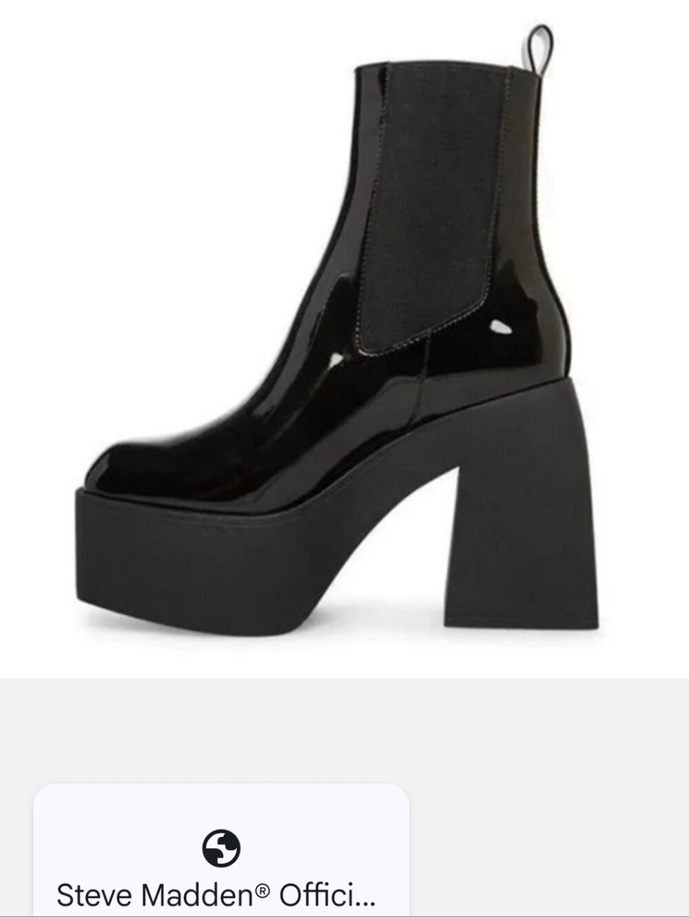 Steve Madden Black Patent Platform Chelsea Boots